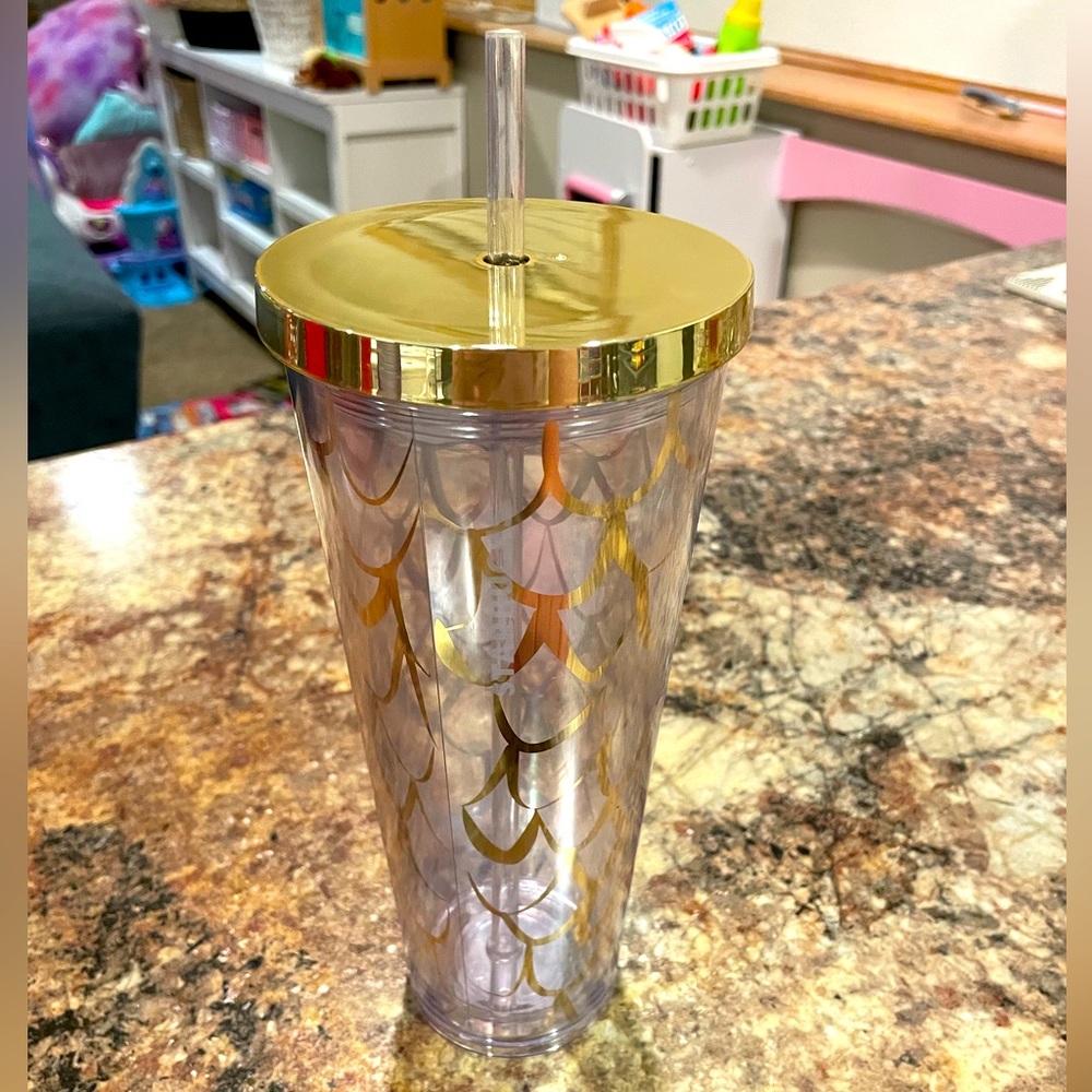 Starbucks clear and gold mermaid scale tumbler